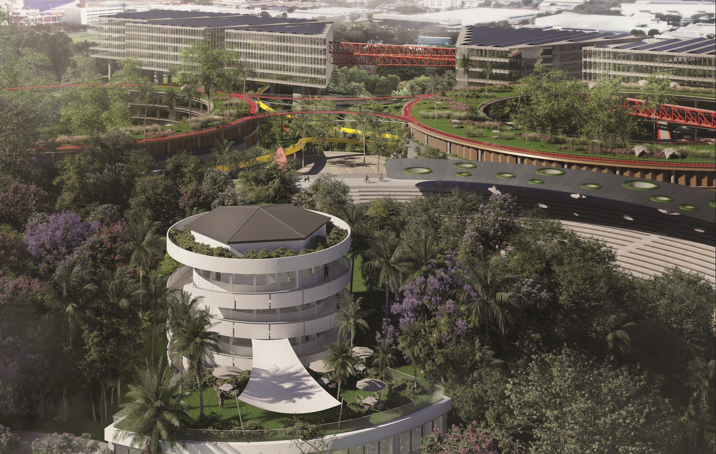 Aerial rendering of future estate